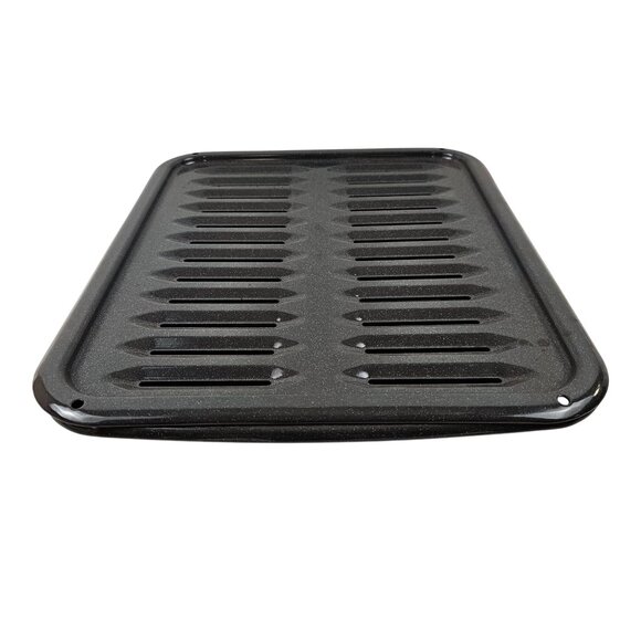 Enamel Coated Roasting Tray Drip Pan Speckled Gray Oven Broiler Vintage - Picture 2 of 10